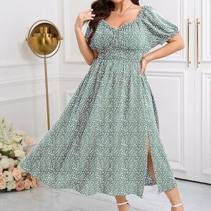 Women’s Short Sleeve A-Line Flowy Maxi Dress Plus Size 1X